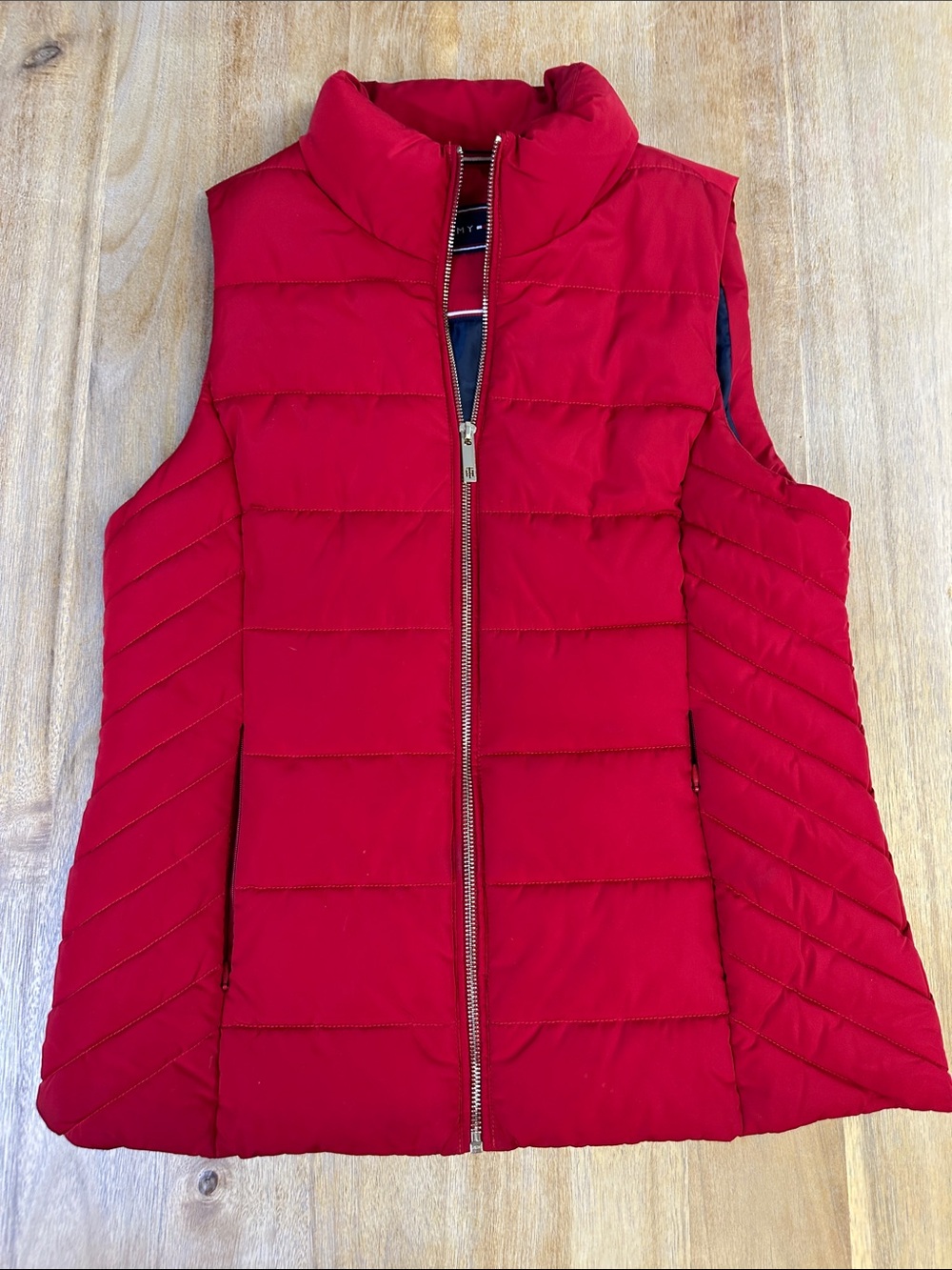 Tommy Hilfiger Red Quilted Puffer Vest Preppy